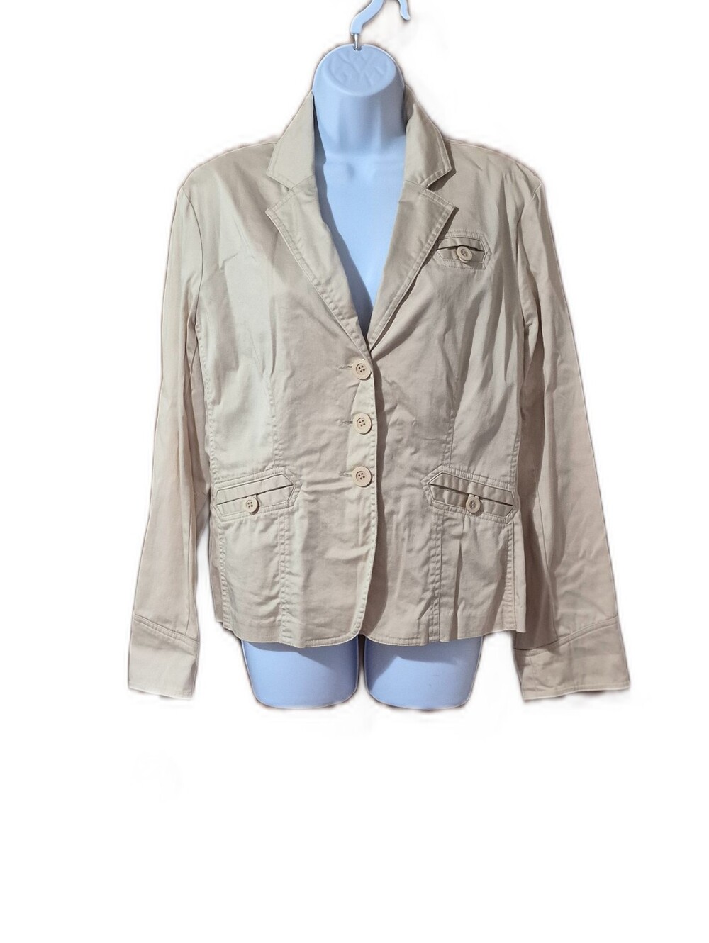 Studio 1940 Vintage-Inspired Cream Cotton Blazer Jacket Button Front Pockets EUC